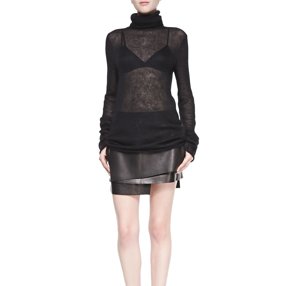 NWT Helmut Lang Petal Tiered Leather Skirt Sz.0 - Picture 1 of 6